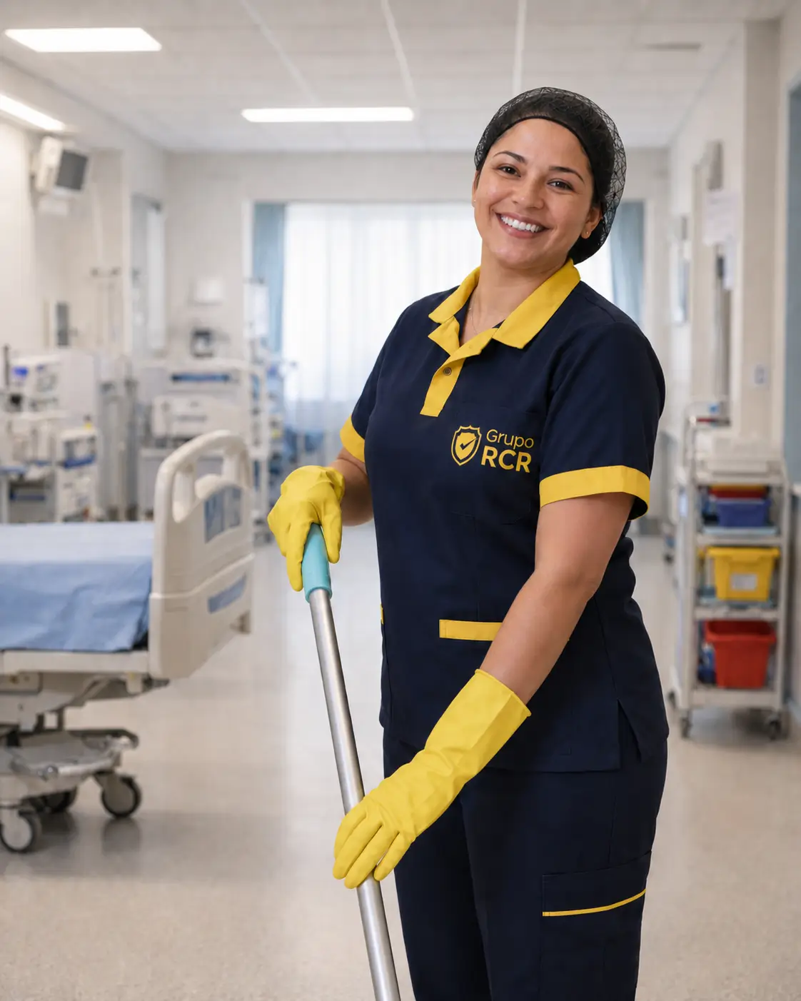 Profissional de facilities em ambiente hospitalar